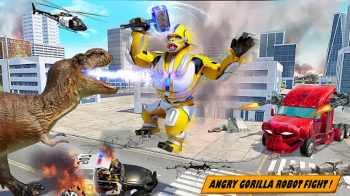 Angry Gorilla Robot Truck Game android App screenshot 16